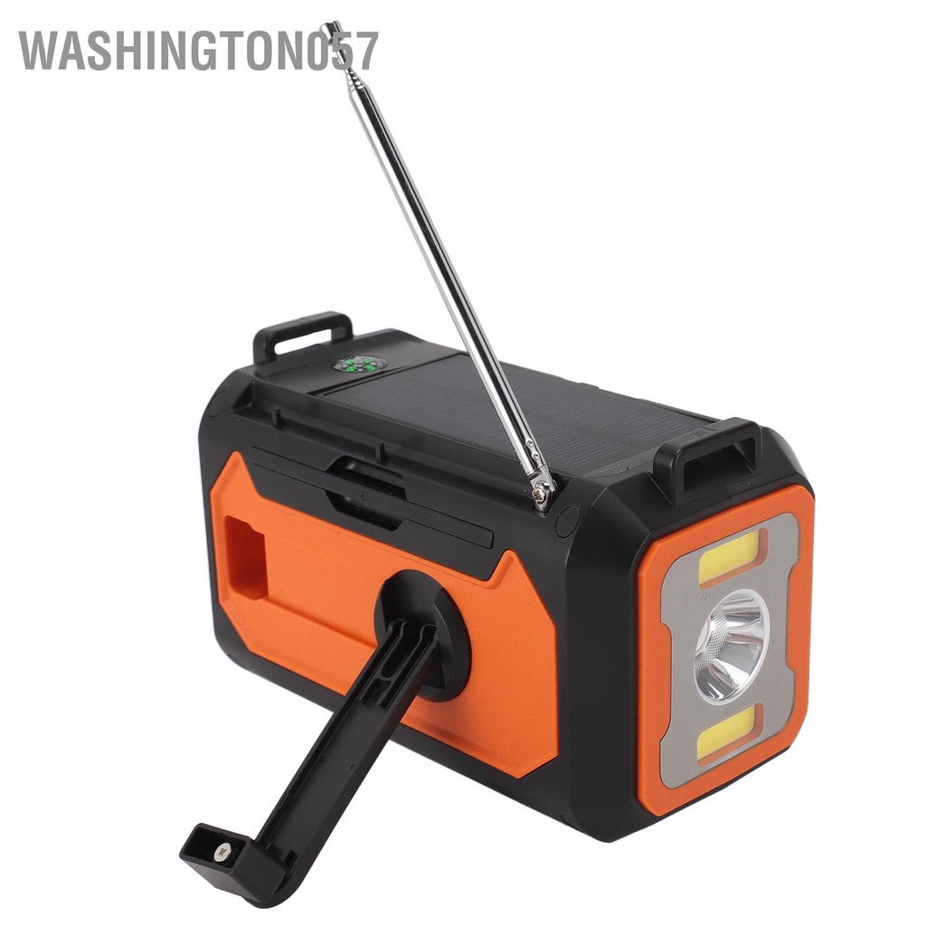 Washington057 12000MAh Thời Tiết Khẩn Cấp Đài Phát Thanh Năng Lượng Mặt Trời Tay Quay Đèn Pin Đọc Sách La Bàn Sạc Điện Thoại Di Động AM FM NOAA