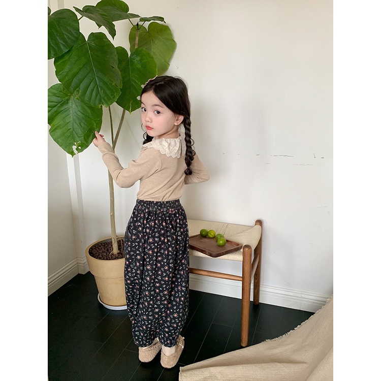 Áo len gân cổ bèo cho bé AG819 sz 90-150 màu trơn, thời trang trẻ em mùa đông 2023