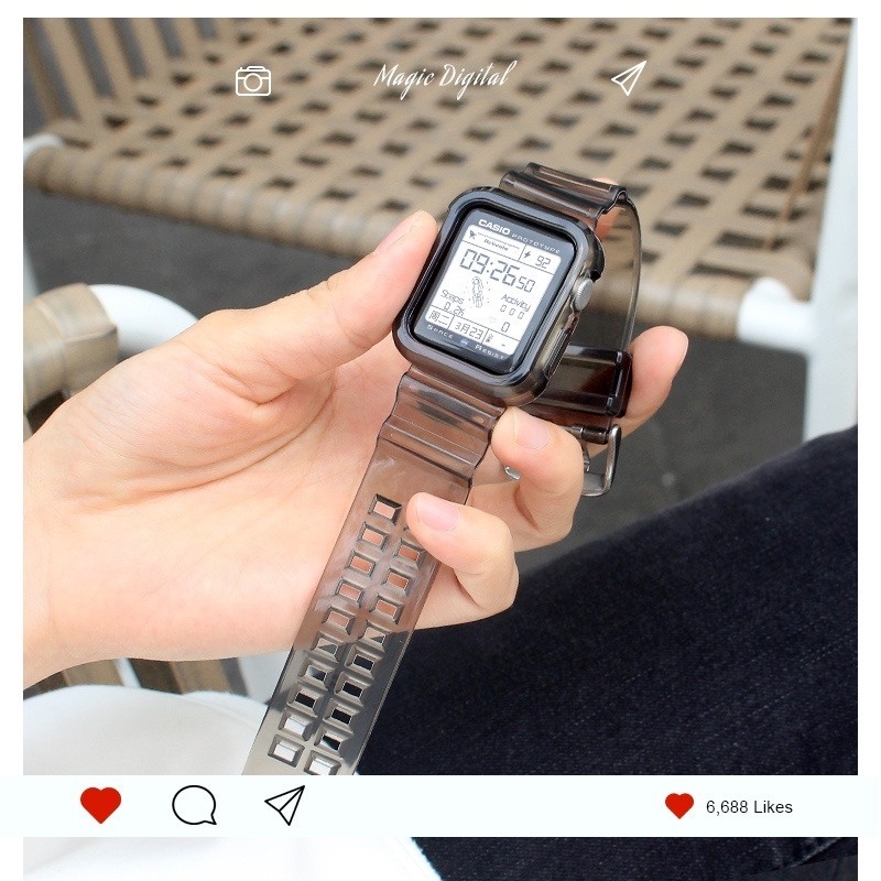 Dây Nhựa Trong Suốt Thay Thế Cho iwatch serise 7 6 se 5 4 3 2 45mm 40mm 42mm 44mm