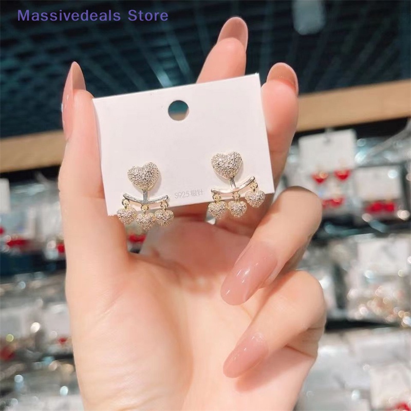 Bông tai JULYHOT hình trái tim đính đá zircon thanh lịch thời trang mới