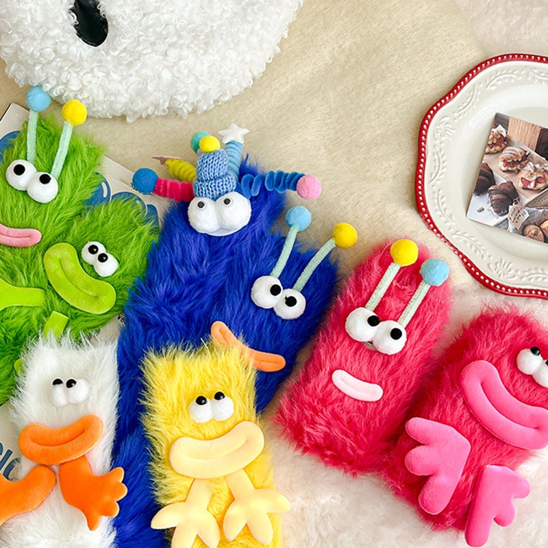 Hoạt Hình Vớ Lông Dày Giữ Ấm Chống Lạnh Hình Đôi Mắt Dễ Thương Cho Nữ