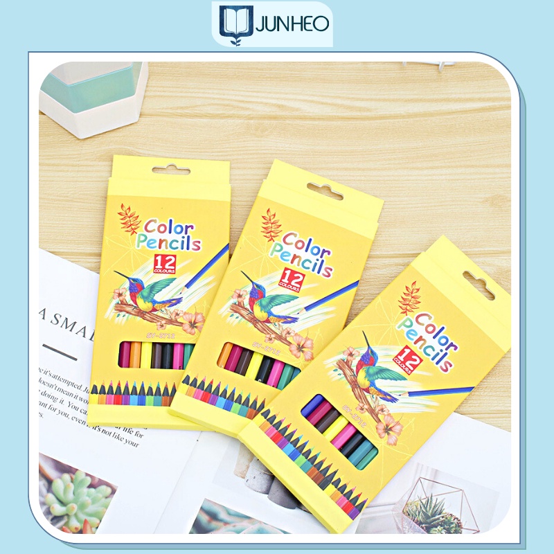 Bút chì màu Junheo gỗ trầm, an toàn cho người sử dụng - 12 màu CM05