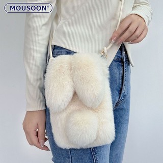 Mousoon túi đeo chéo lông thỏ thời trang hàn quốc mới