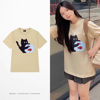 Áo thun nữ form rộng Guguno cotton cổ tròn in basic