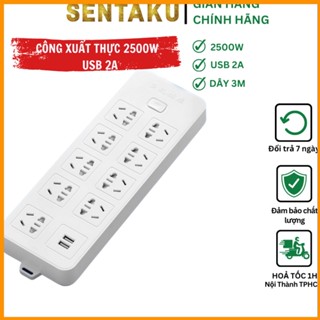 Ổ Cắm Điện Đa Năng Cao Cấp 2500W - USB 2A Trang Bị Nắp Chống Giật,Chống Cháy Nổ Dài 2M8 - 4M8 Phich Cắm Xoay  - Sentaku
