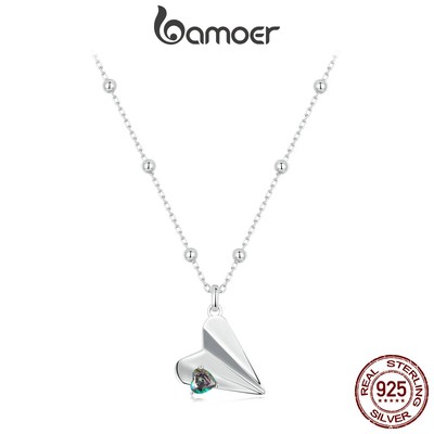 Bamoer Vòng cổ Bạc 925 Mặt Máy Bay Màu Đen