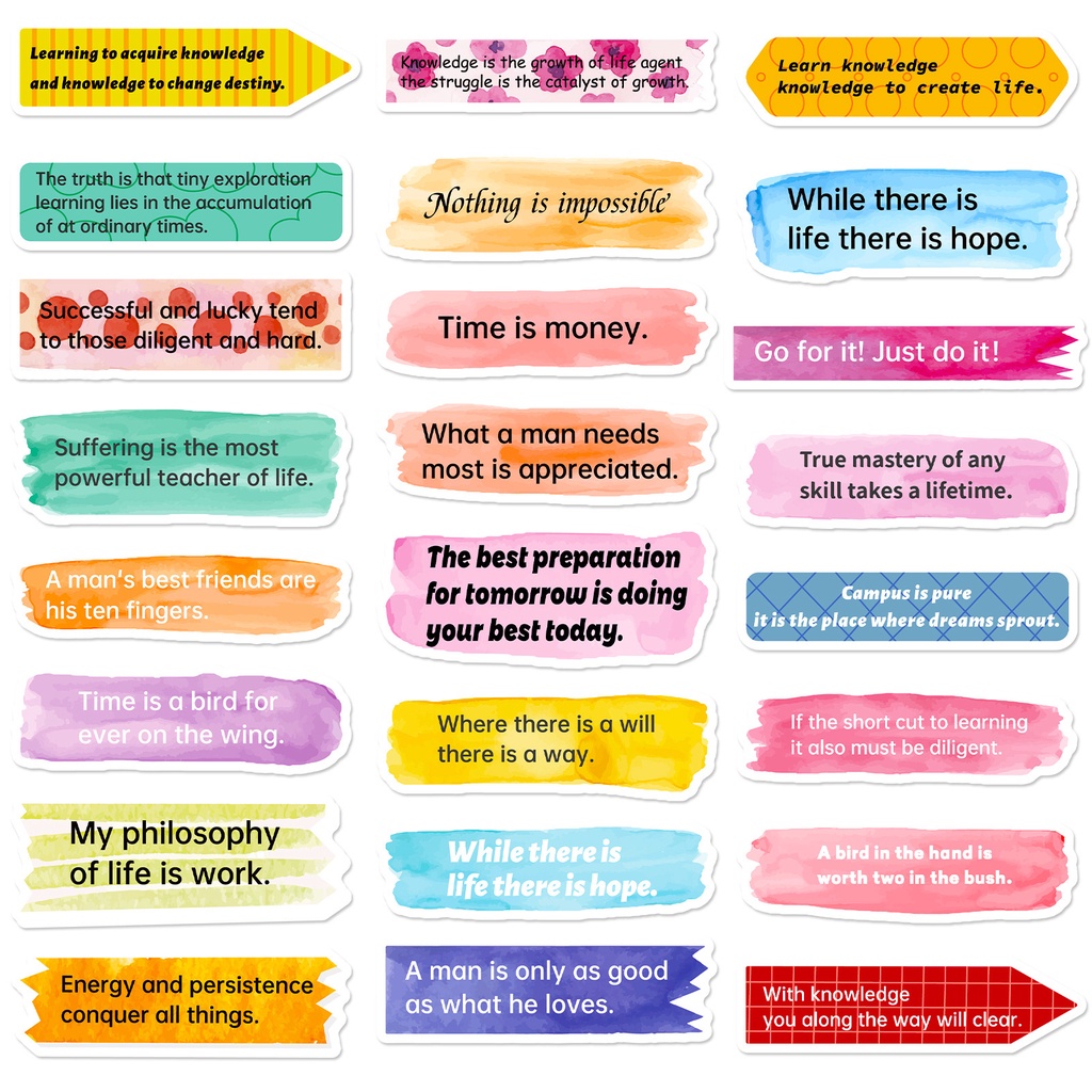 Bộ 50 Miếng Dán Chữ Tiếng Anh graffiti Trang Trí Mũ Bảo Hiểm / Xe Đạp