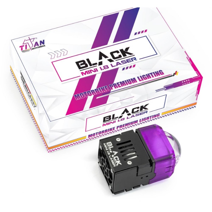 Đèn led bi cầu titan black 1.8 laser Moto / 1.8 ô tô  Aluminum cao cấp chip led 6+1 nhân siêu sáng siêu bền đẹp