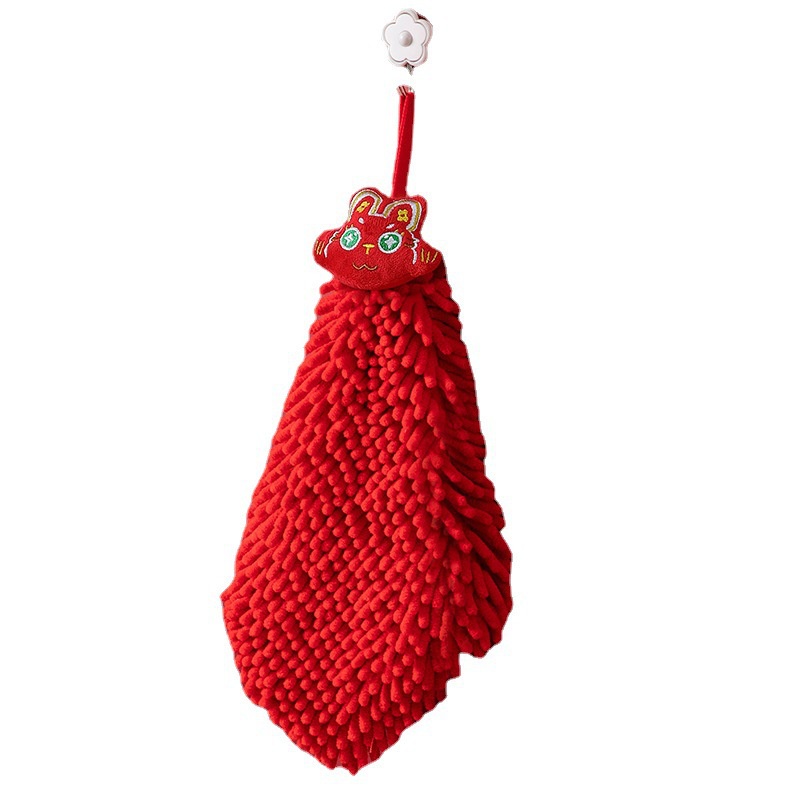 Khăn Lau Tay Con Rồng Thấm Hút Nước Không Xơ Vải Màu Đỏ Có Sẵn Khăn Lớn Cho Nhà Bếp Nhà Tắm