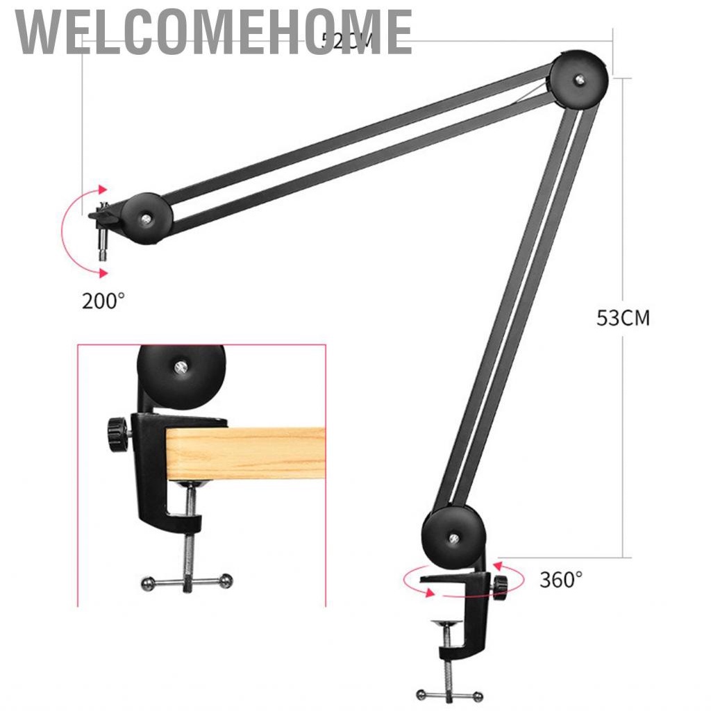 Welcomehome Microphone Boom Arm Mic Stand Springless Cantilever Bracket Condenser Live Recording Desktop