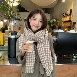 Khăn quàng cổ cashmere họa tiết caro len dày dặn thời trang dành cho nam nữ