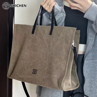  Shi chen Túi Đeo Chéo Vai Bằng Vải canvas Màu Xanh Lá Cây Sức Chứa Lớn Đa Năng Thời Trang Cổ Điển Cho Nữ 