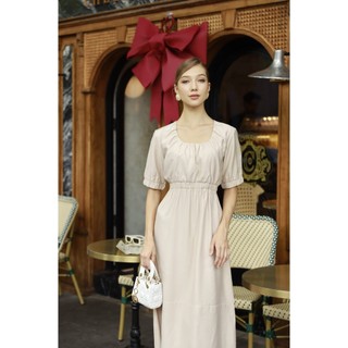 Đầm midi scoop - BEIGE - YV LE & CO
