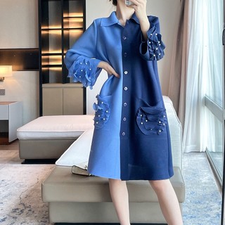 Miyake Đầm cardigan Xếp Ly Đính Hạt Cườm Thời Trang Sang Trọng Bán Chạy