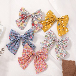 1 kẹp tóc nơ vải cotton in hình handmade cho bé gái
