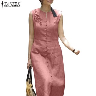 Đầm không tay ZANZEA thêu họa tiết xinh xắn theo phong cách hàn quốc dành cho nữ