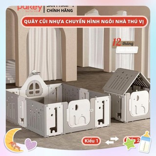 Quây cũi nhựa cho bé cao 67cm chuyển đổi hình ngôi nhà thú vị, quây nhựa cho bé siêu chắc chắn, bảo hành 1 năm