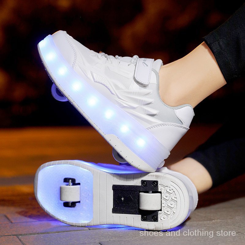 Giày Trượt Patin Bằng Da Có Đèn led Phát Sáng Dành Cho Bé Trai Và Bé Gái