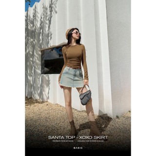 Áo thun tay dài nhún eo BASIC SANTA TOP