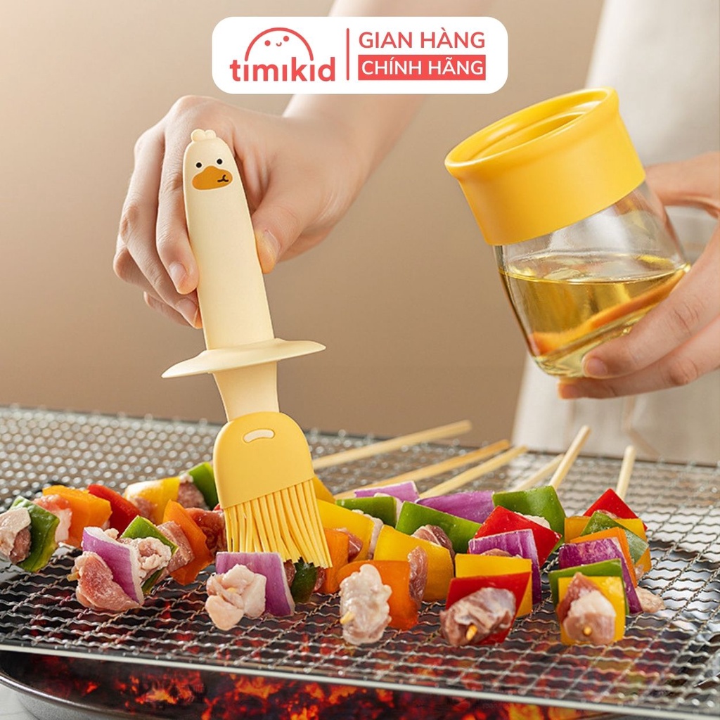 Cọ Quét Dầu, Ướp Gia Vị Hogokids Silicone Chịu Nhiệt Kèm Hũ Thủy Tinh Dựng Dầu Ăn, Chế Biến Ăn Dặm Cho Bé