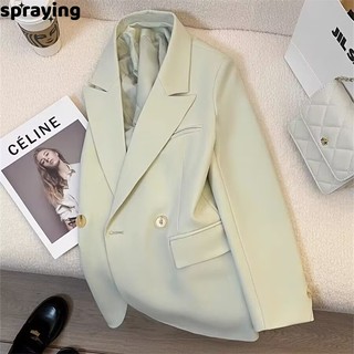 spraying áo khoác nữ blazer áo blazer nữ  cổ xưa casual Thoải mái High-quality WXW24101O8 1Z240103