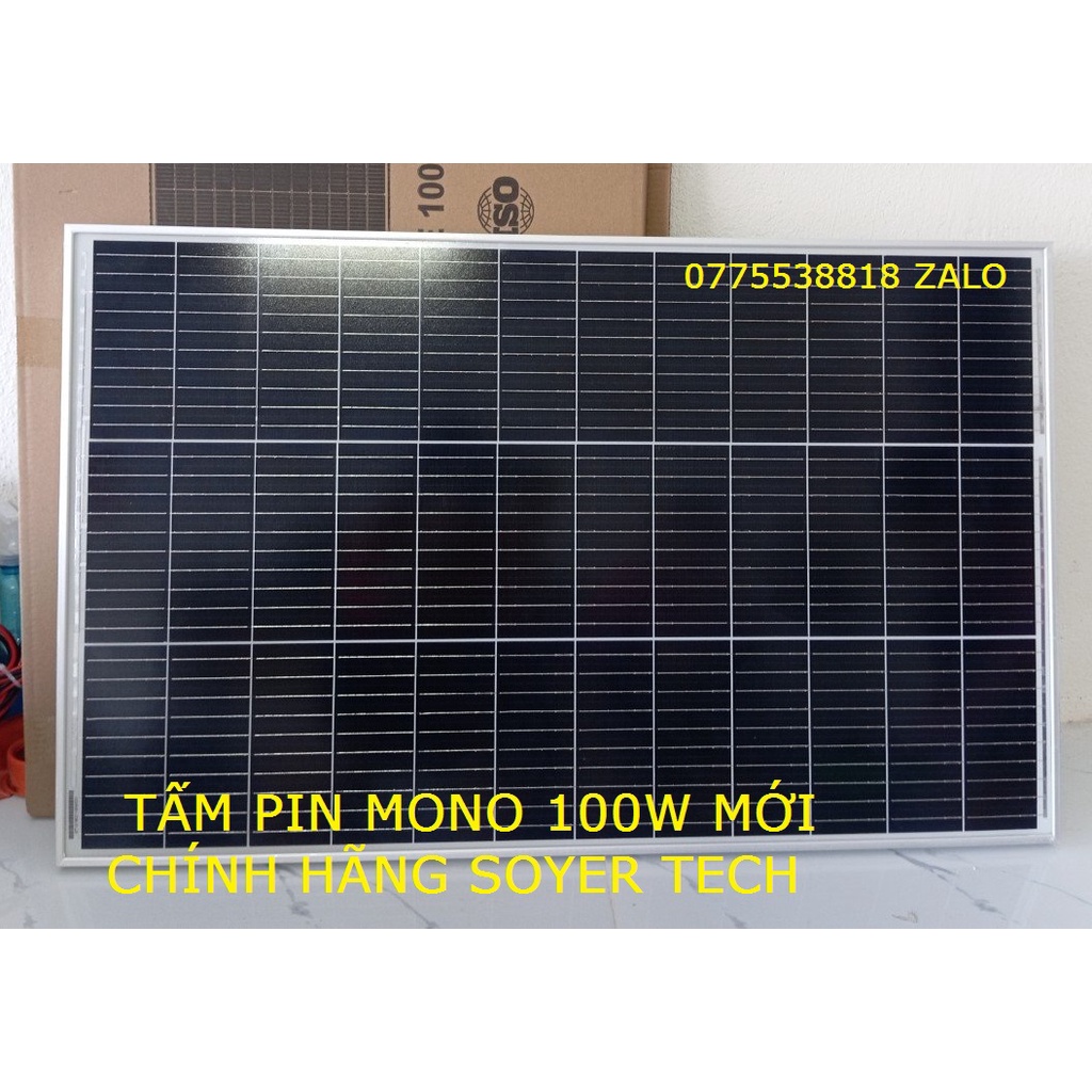 Tấm pin năng lượng mặt trời Mono 100w SOYER TECH Tặng Jack MC4 - mm Hiệu Suất Cao 935x 580x 30mm
