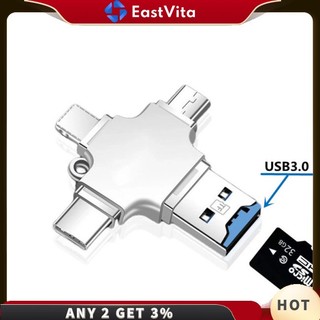 Đầu đọc thẻ nhớ micro usb 3.0 micro sd sang usb otg 4 trong 1 tiện dụng cho iphone