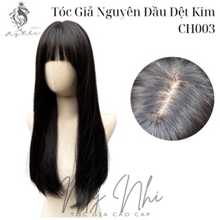  Tóc Giả Nguyên Đầu Dệt Kim CH003 Tóc Thẳng Dài Mái Thưa 60cm 