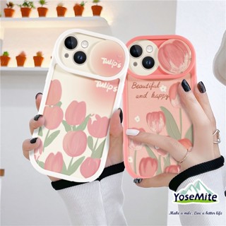 ốp lưng iphone 11 15 pro max Hoa Tulip Ốp Điện Thoại Có Nắp Trượt Cho iPhone 14 XR 13 11 12 Pro Max 8 7 6 6S Plus X Xs Max Se 2020 13 12 11 Bảo vệ ống kính Vỏ điện thoại trượt màu cam