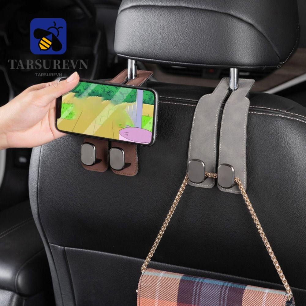 Tarsurevn Móc Treo Đồ Gắn Sau Ghế Ngồi Xe Hơi Bằng Da Màu Trơn Có Thể Tháo Rời Chắc Chắn
