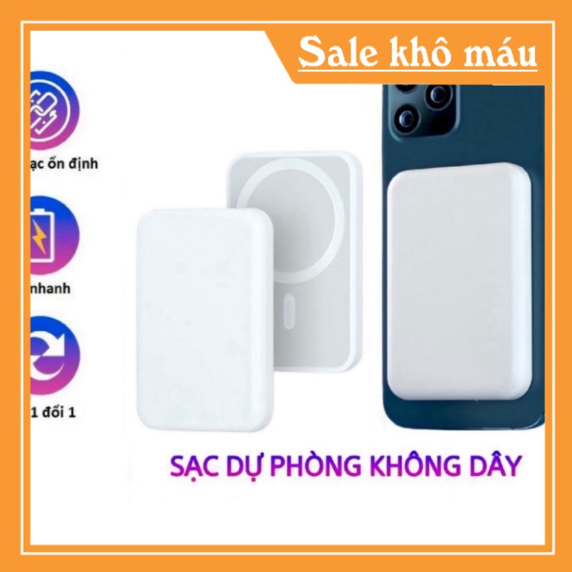 Sạc Dự Phòng Không Dây Từ Tính Sạc Nhanh Pin 5000mah Mini Nhỏ Gọn Cao Cấp
