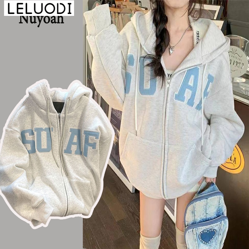 LELUODI Áo Khoác hoodie zip áo khoác nữ  INS Thời trang fashionable cổ xưa WWY23914XI 37Z230915