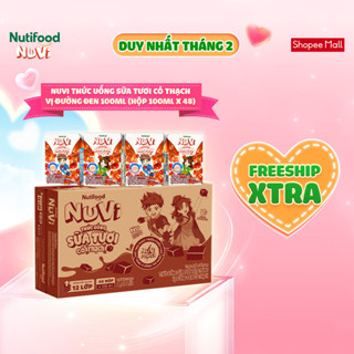 [FREESHIP HỎA TỐC] NuVi Thức Uống Sữa Tươi Có Thạch Vị Đường Đen 100ml (Hộp 100ml x 48)