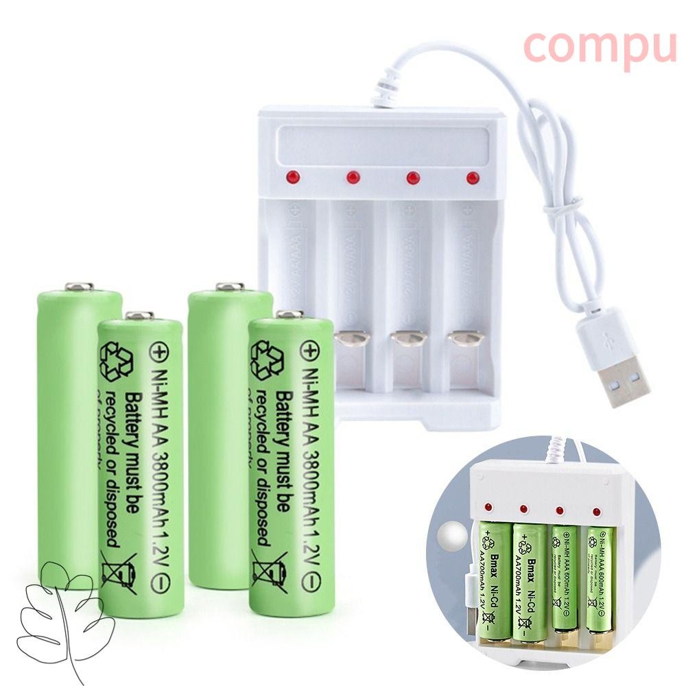 Compu AA / AAA Sạc Pin Đa Năng Sạc 4 Khe Cắm Sạc Nhanh