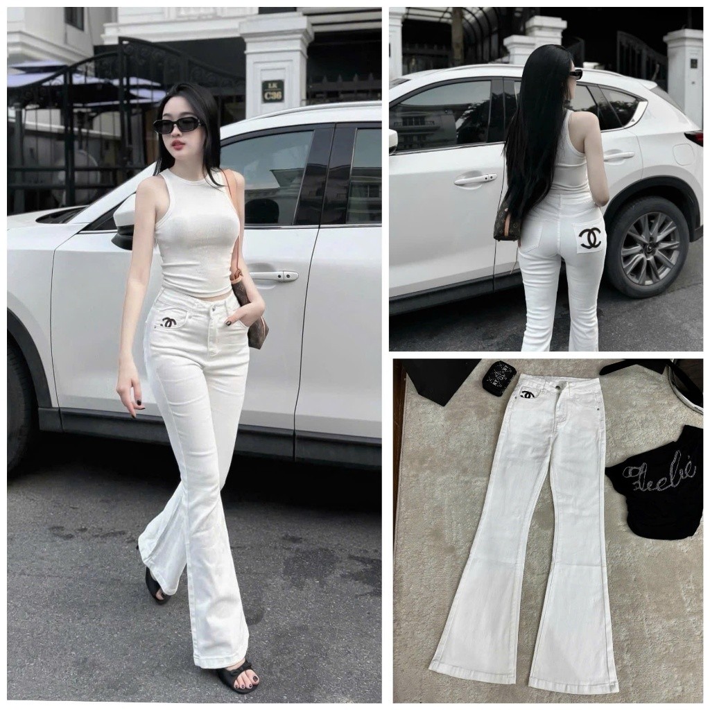 [Follow shop nhận mã 10k] Quần dài jeans denim loe chữ x túi sau Gigi Closet QCCC QCL1 QD0574 33575