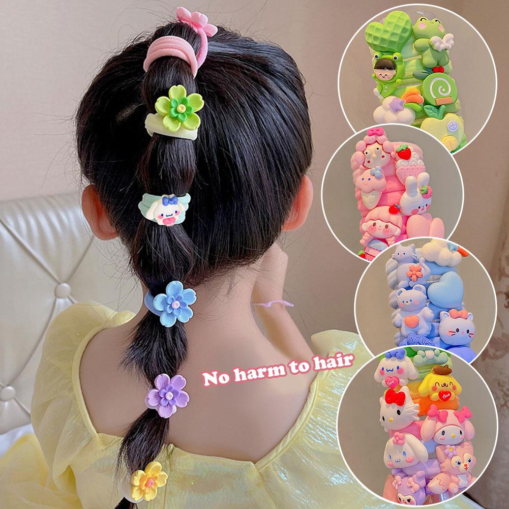 SANRIO Kuromi Dây Buộc Tóc Bằng Cao Su Nhiều Màu Sắc u0b4 Dành Cho Trẻ Em