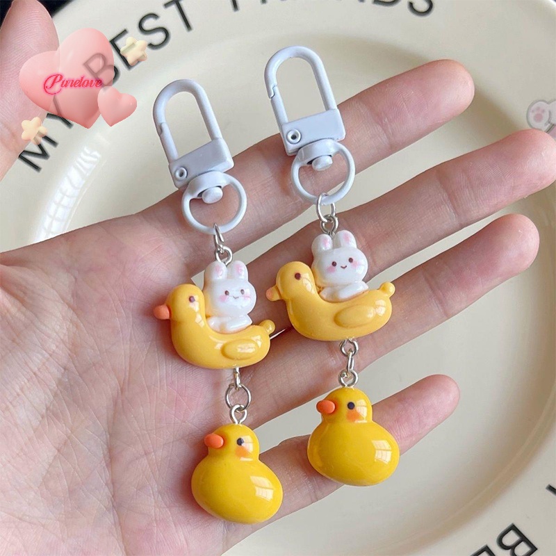 Móc khóa QrhYK hình vịt vàng/ thỏ/ vịt con xinh xắn