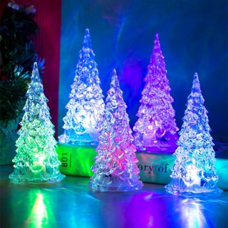Cây Thông Noel mini Bằng acrylic Có Đèn led Phát Sáng Để Bàn Trang Trí