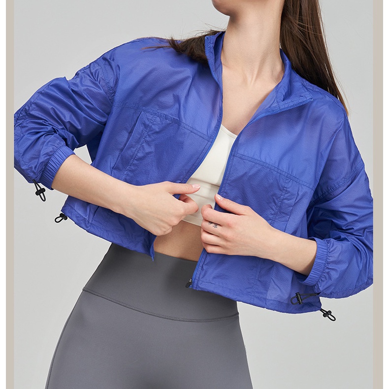 OLALA LEISURE  Áo Khoác Thể Thao Chống Nắng Chống Tia Cực Tím Phối Dây Rút Thời Trang Xuân Hè Cho Nữ