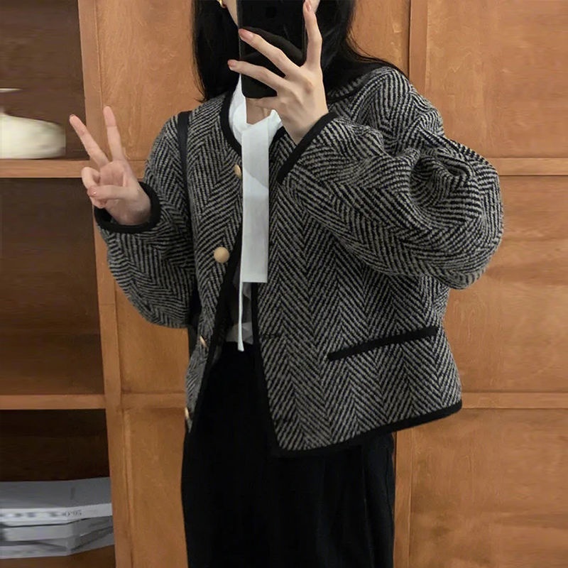 Áo Khoác Dáng Ngắn Phong Cách retro Pháp Thời Trang Xuân Thu 2023 Mới