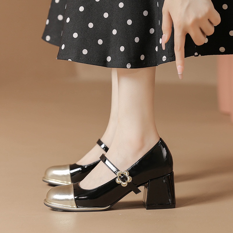 Giày Cao Gót mary jane Quai Ngang Mắt Cá Màu Sắc Xinh Xắn Cho Nữ