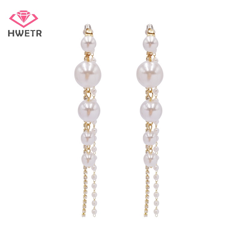 Khuyên Tai Dáng Dài Đính Hạt Ngọc Trai Phong Cách vintage Mới