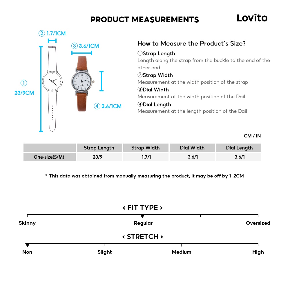 Đồng hồ Lovito thạch anh đơn giản màu trơn thường ngày cho nữ L63AD288