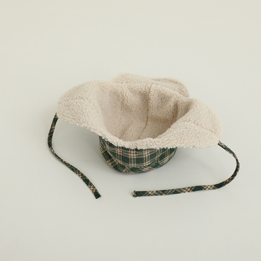 Mũ Lông Cừu Giữ Ấm Bảo Vệ Tai Phong Cách vintage Hàn Quốc Cho Mẹ Và Bé