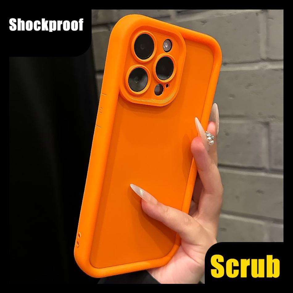 Ốp lưng Vỏ chà iPhone màu cam cho Apple iPhone 15 Pro vỏ chống sốc TPU mềm đơn giản cho iPhone XR i1