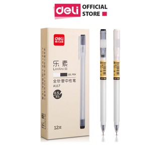 Bút Bi Nước Mực Gel Nhanh Khô Ngòi 0.5mm Nắp Đậy Deli - Bút Bi Học Sinh Văn Phòng Viết Bi Mượt Nhiều Mực Có Ngòi Thay