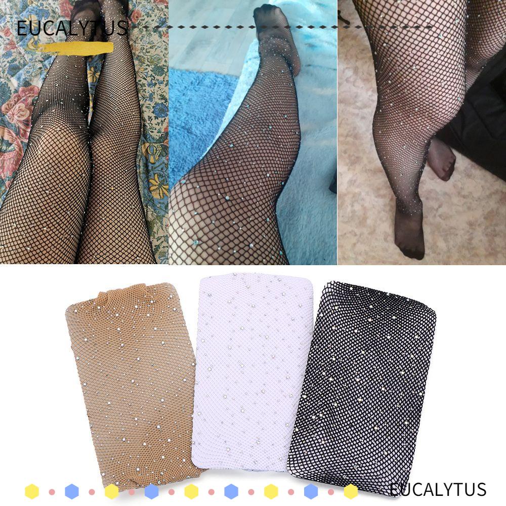 Eutus Quần Tất Lưới Hở Đáy Đính Đá Sáng Bóng Thời Trang