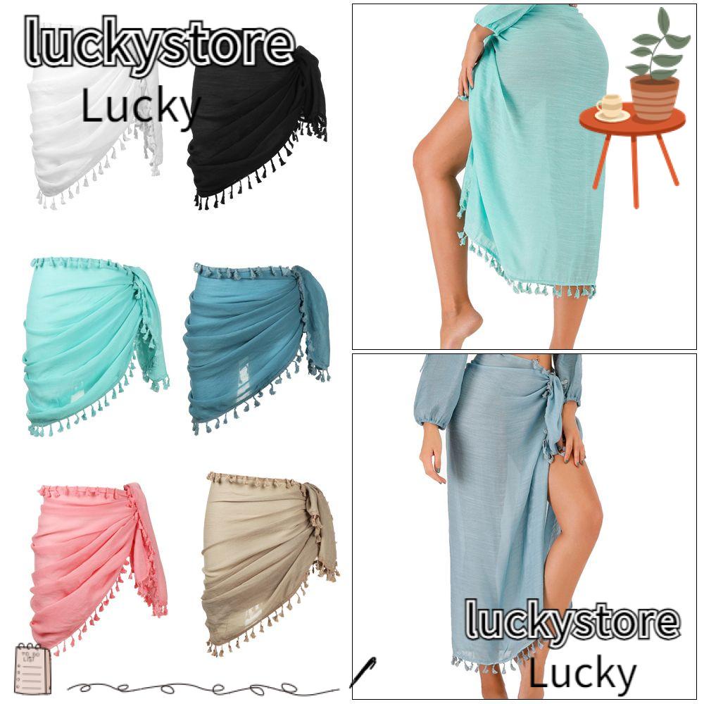 Lucky Bikini Đi Biển Sarong Che Phủ Quần Áo Tắm Ngắn Tua Rua Cỡ Lớn