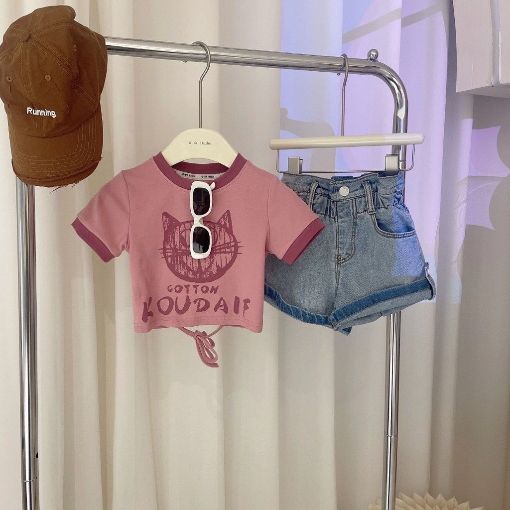 Áo Thun Tay Ngắn In Họa Tiết Hoạt Hình Phong Cách Hàn Quốc Thời Trang Mùa Hè 2023 Cho Bé Gái