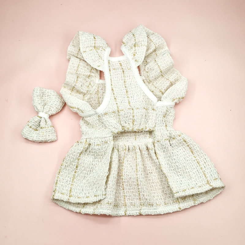 Đầm Cưới Nhún Bèo Đính Nơ Xinh Xắn Cho Thú Cưng Chó Mèo shih tzu teddy